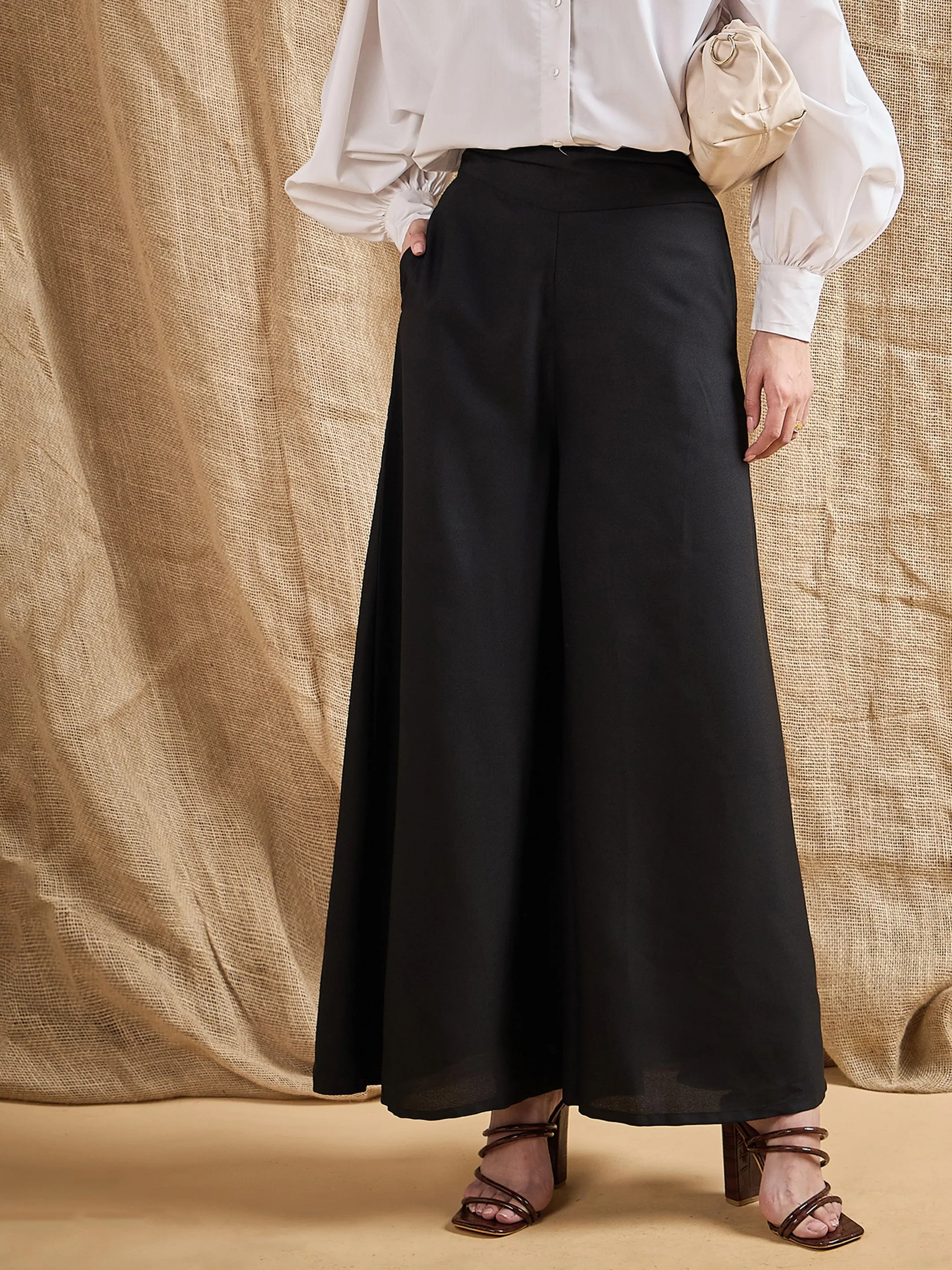 Women Black Wide Leg Pants