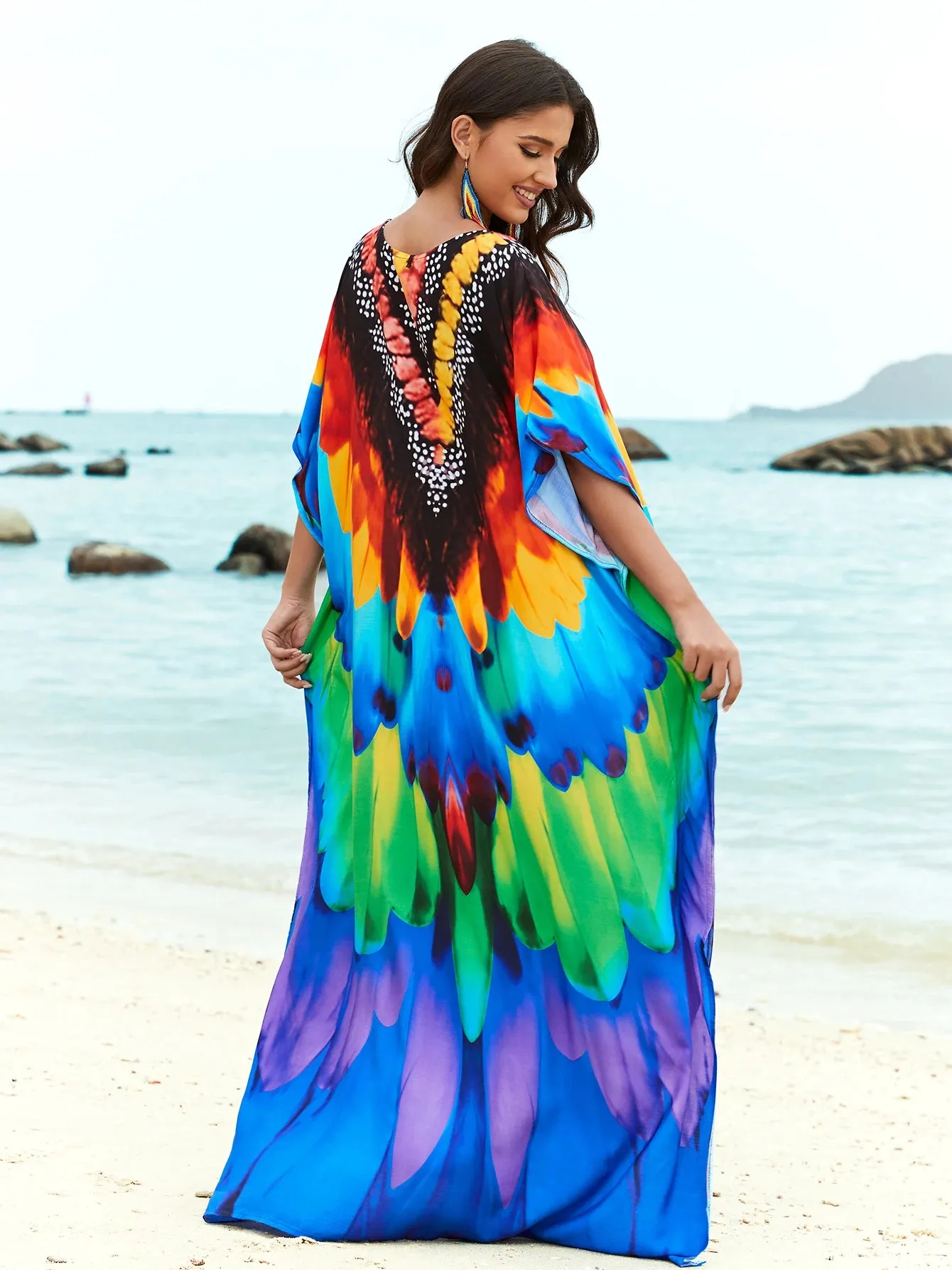 Women's Feather Print Kaftan