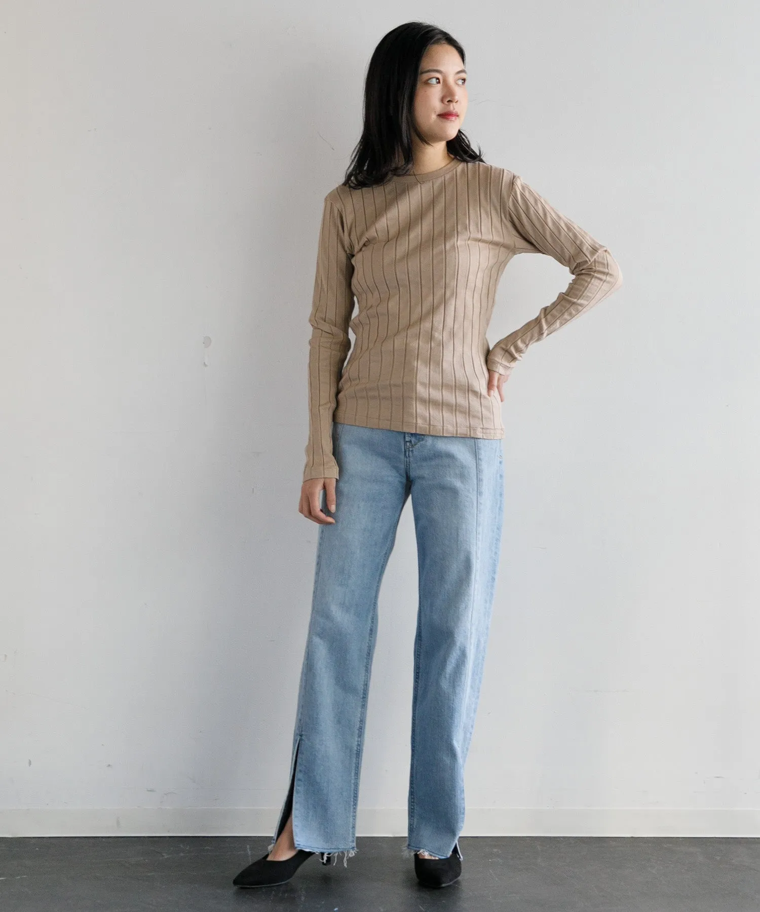 【WOMEN】YANUK ボーイズストレート LEA スイッチングサックス