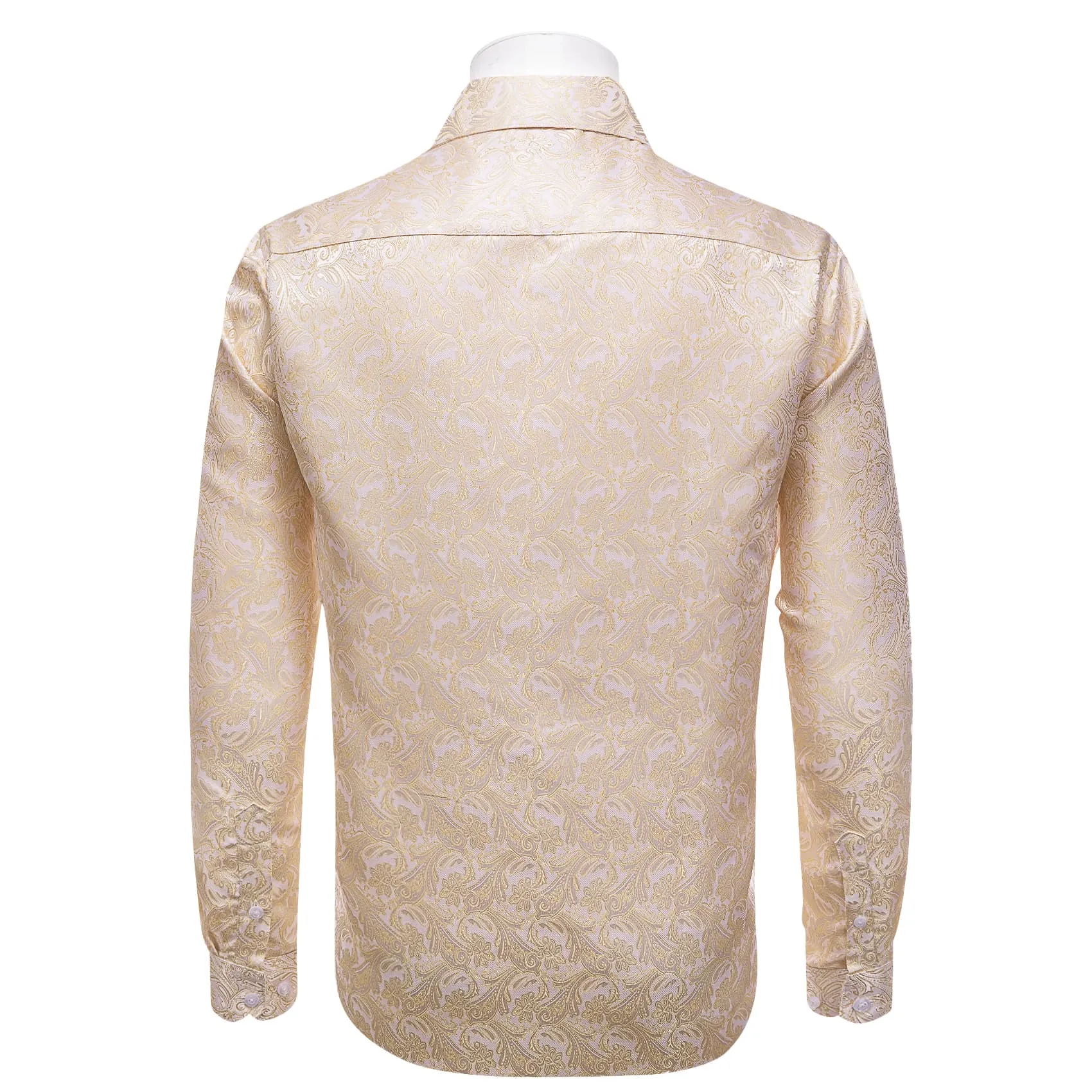 YourTies Champagne Shirt White Jacquard Paisley Dress Shirt for Men